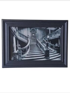 Grand Staircase aboard the RMS Titanic.  past retro vintage Victorian error art